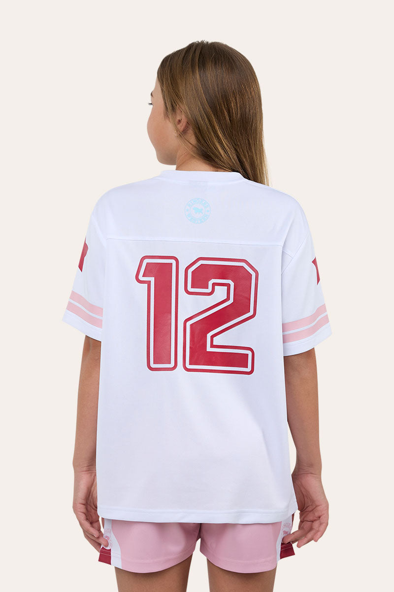 Ringers Western Since 2012 Youth Unisex Football Jersey - White Red Back