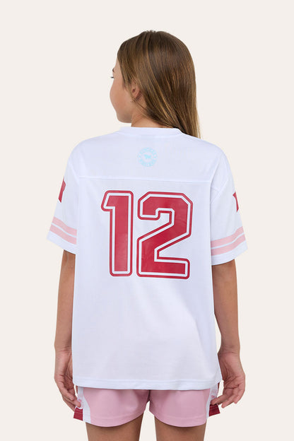 Ringers Western Since 2012 Youth Unisex Football Jersey - White Red Back