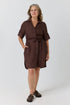 Ringers Western Solene Womens Linen Shirt Dress - Chocolate