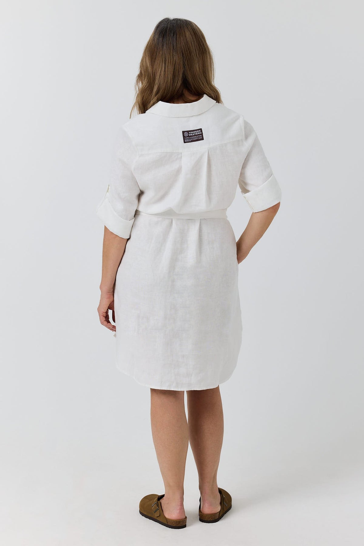 Ringers Western Solene Womens Linen Shirt Dress - White Back