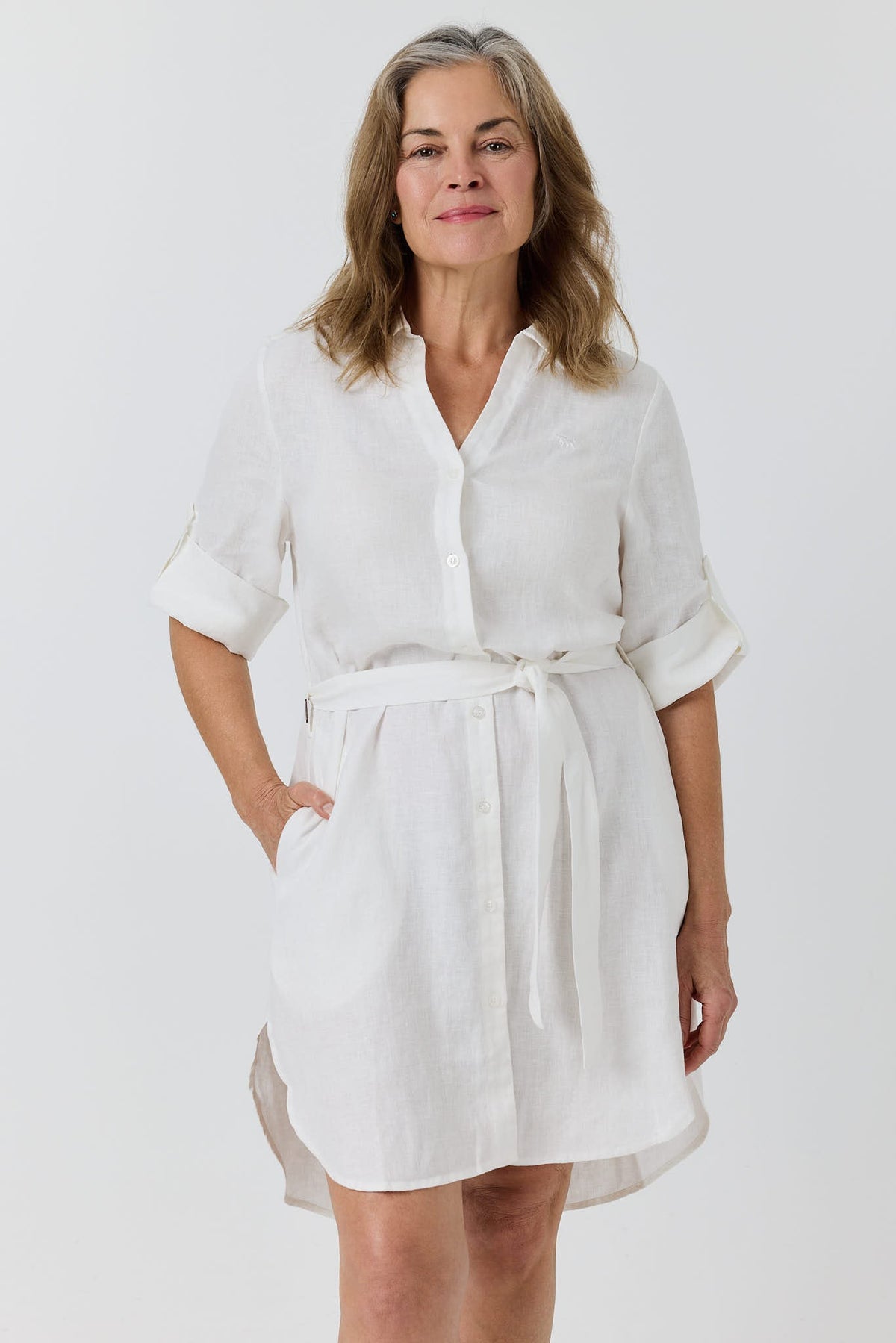 Ringers Western Solene Womens Linen Shirt Dress - White