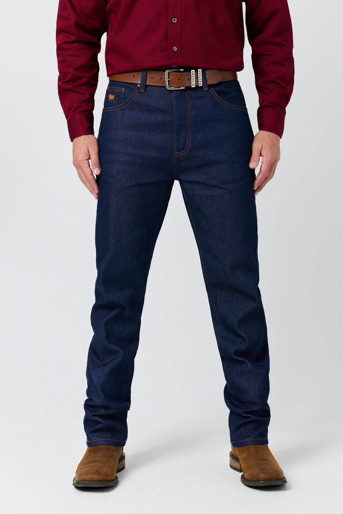 Ringers Western Throw Hands Mens Rigid Slim Cowboy Cut Jean - Front