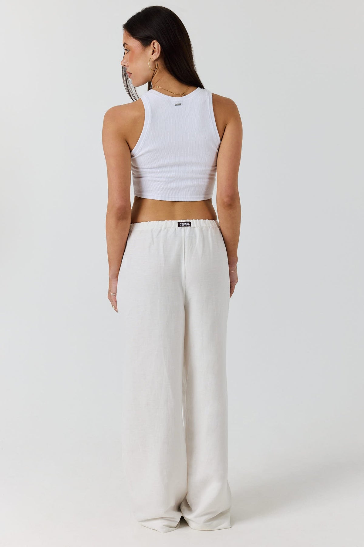 Ringers Western Throw On Womens Drawstring Beach Pant - White Back