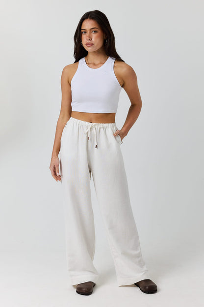 Ringers Western Throw On Womens Drawstring Beach Pant - White