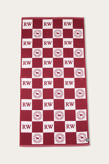 Ringers Western Towel - Checkered Burgundy