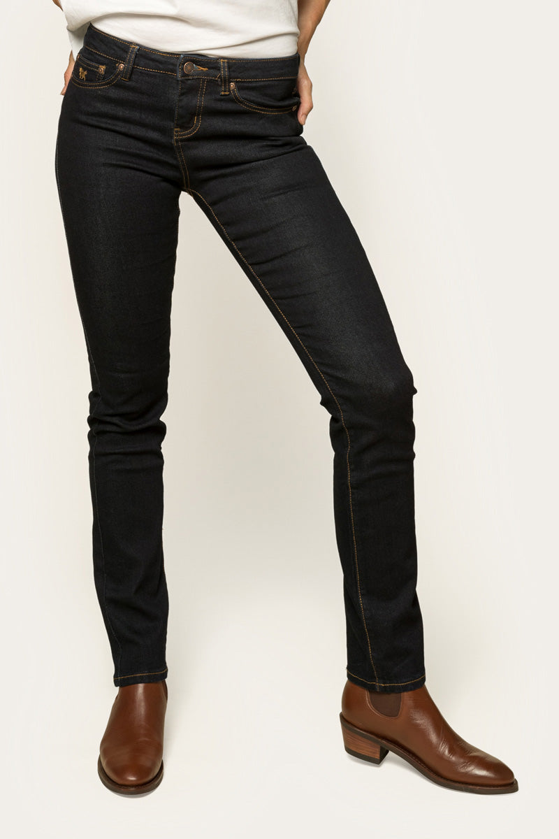 Ringers Western Victoria Womens Mid-Rise Straight Leg Jeans - Dark Blue Set