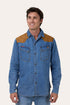 Ringers Western Wallace Mens Faux Suede Trim Shirt - Front