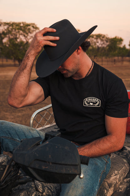 Ringers Western Wheatbelt Mens Stock Fit T-Shirt - Black White Lifestyle