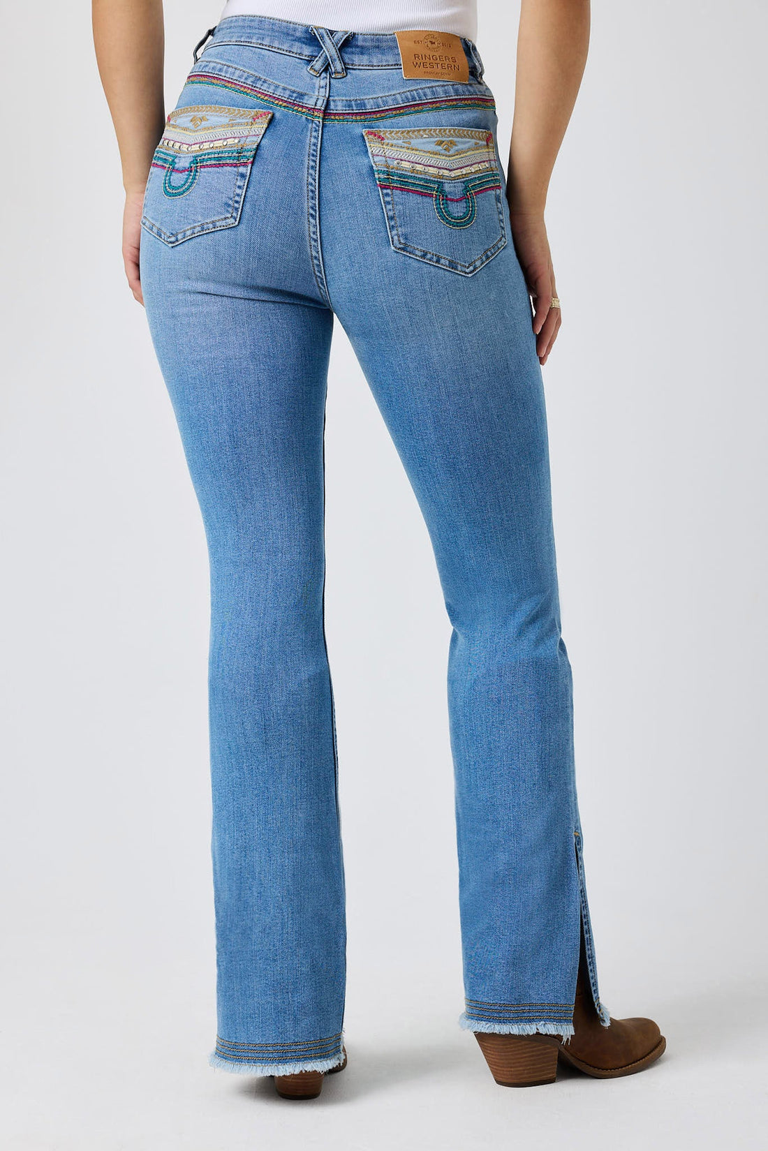 Ringers Western Womens Penny Rodeo Festival High Rise Bootleg Jean - Back