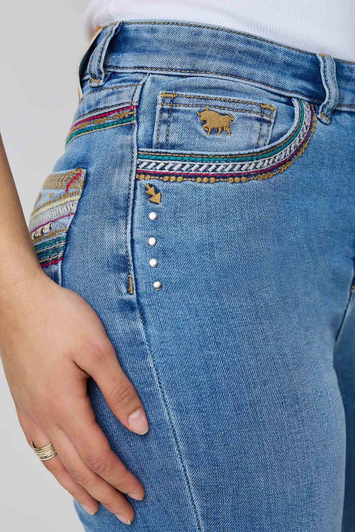 Ringers Western Womens Penny Rodeo Festival High Rise Bootleg Jean - Front