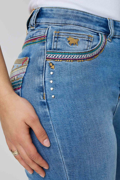 Ringers Western Womens Penny Rodeo Festival High Rise Bootleg Jean - Front