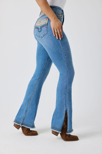Ringers Western Womens Penny Rodeo Festival High Rise Bootleg Jean - Side