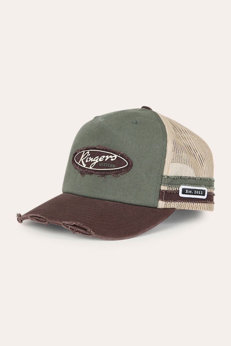 Ringers Western Worn Out Deep Fit Trucker Cap - Army Chocolate Front