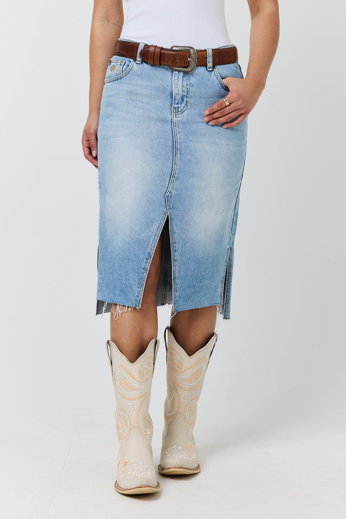 Ringers Western Zarah Womens Mid Rise Midi Skirt - Front