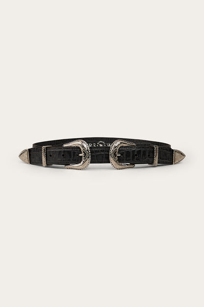 Ringers Western Zoey Double Buckle Belt - Black