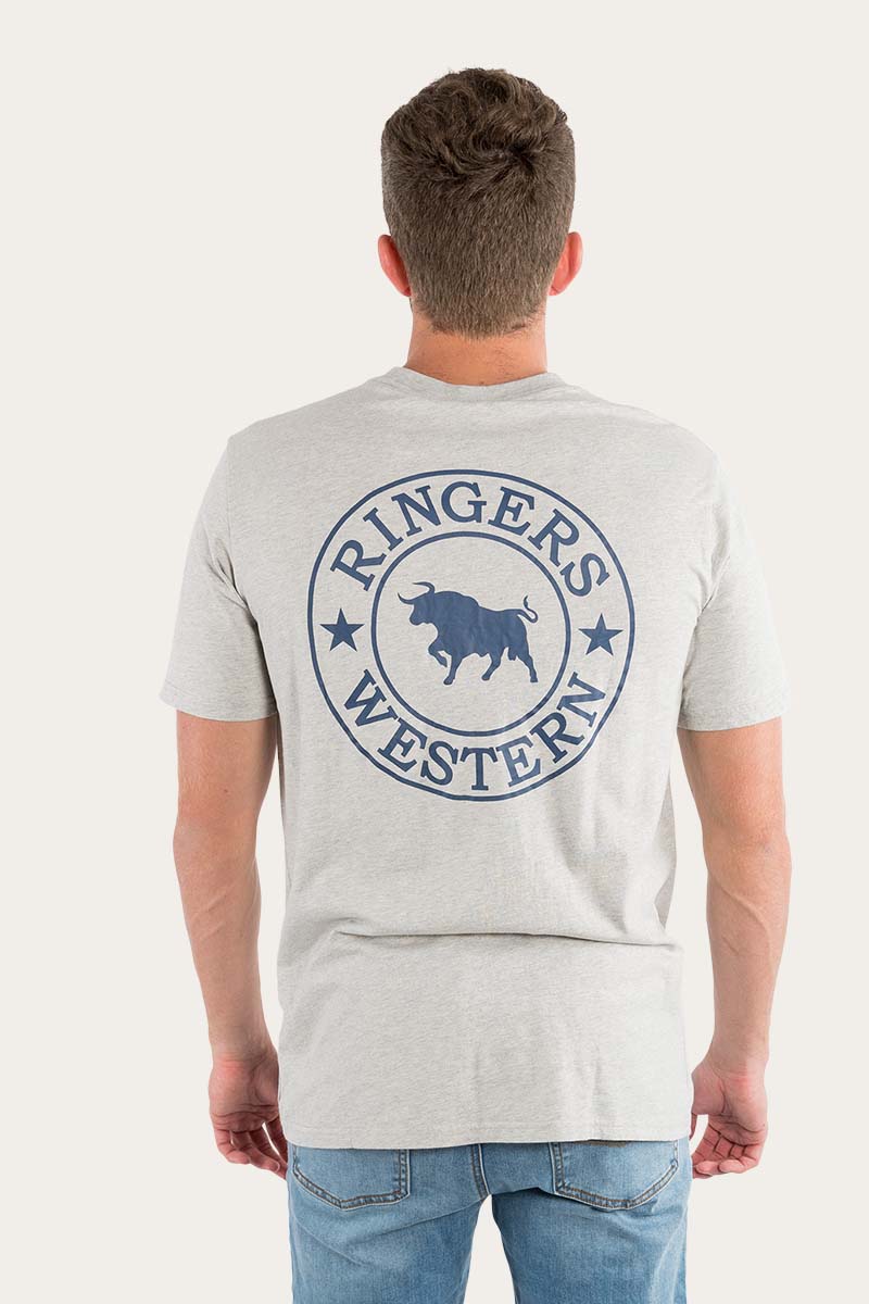 Ringers Western 
Signature Bull Mens Classic T-Shirt - Grey Marle/Navy