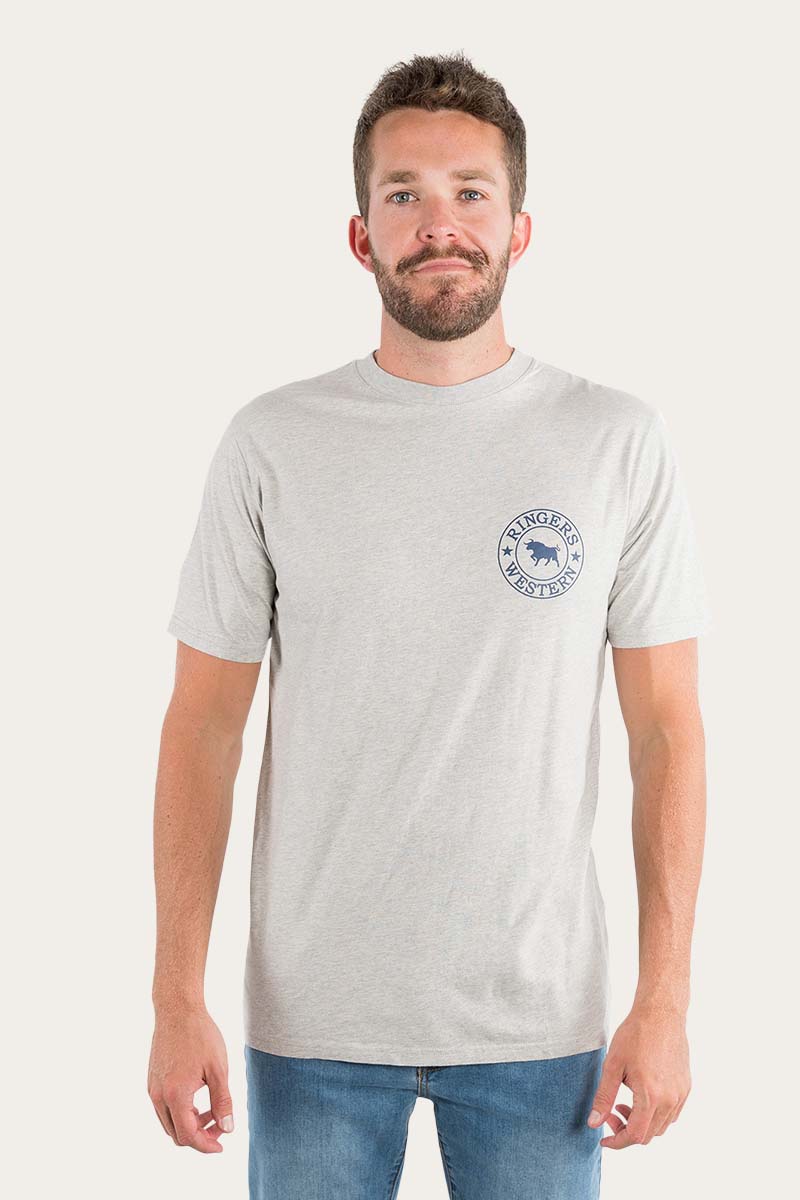 Ringers Western 
Signature Bull Mens Classic T-Shirt - Grey Marle/Navy