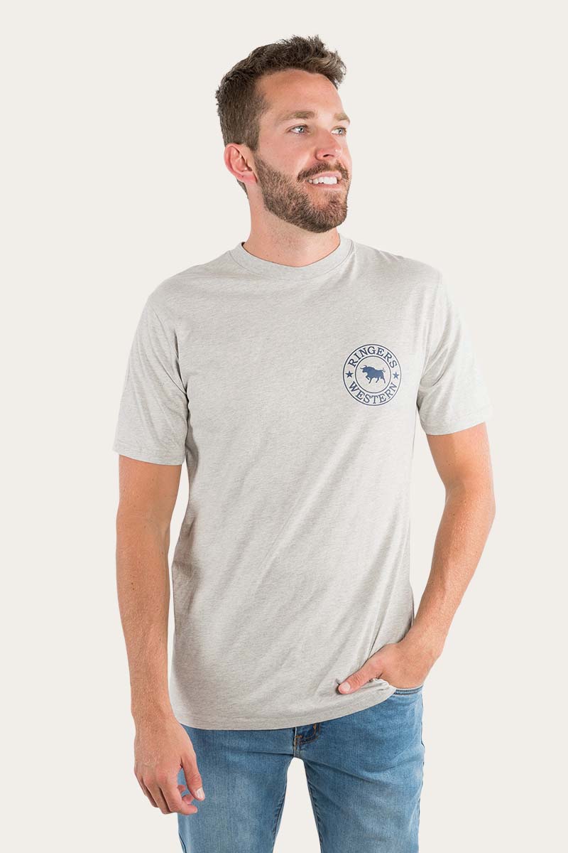 Ringers Western 
Signature Bull Mens Classic T-Shirt - Grey Marle/Navy