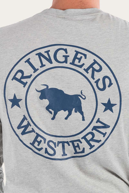 Ringers Western 
Signature Bull Mens Classic T-Shirt - Grey Marle/Navy