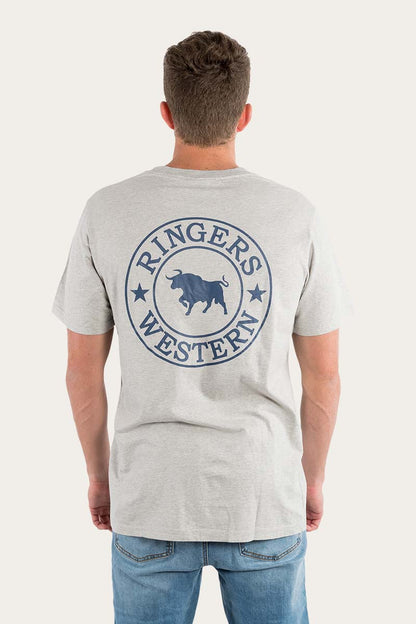Ringers Western 
Signature Bull Mens Loose Fit T-Shirt - Grey Marle/Navy