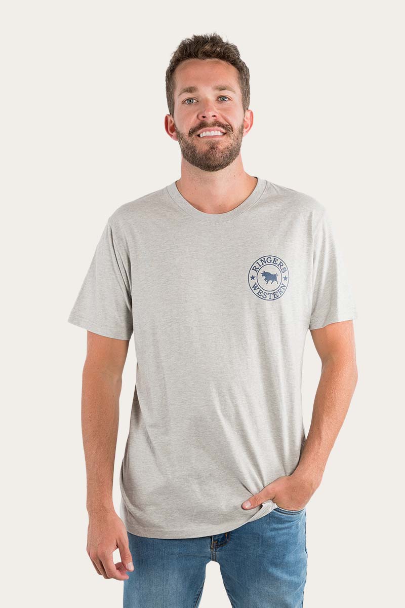 Ringers Western 
Signature Bull Mens Loose Fit T-Shirt - Grey Marle/Navy