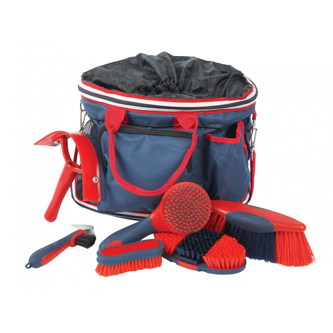 Roma Deluxe Grooming Bag 6 Piece - Navy Red
