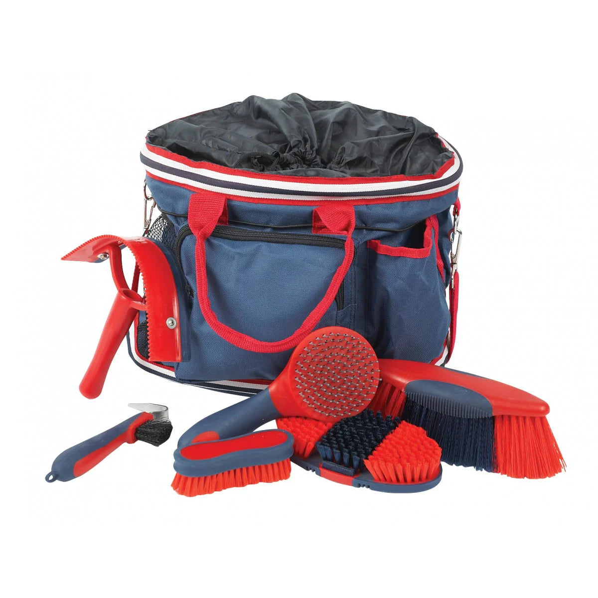 Roma Deluxe Grooming Bag 6 Piece - Navy Red