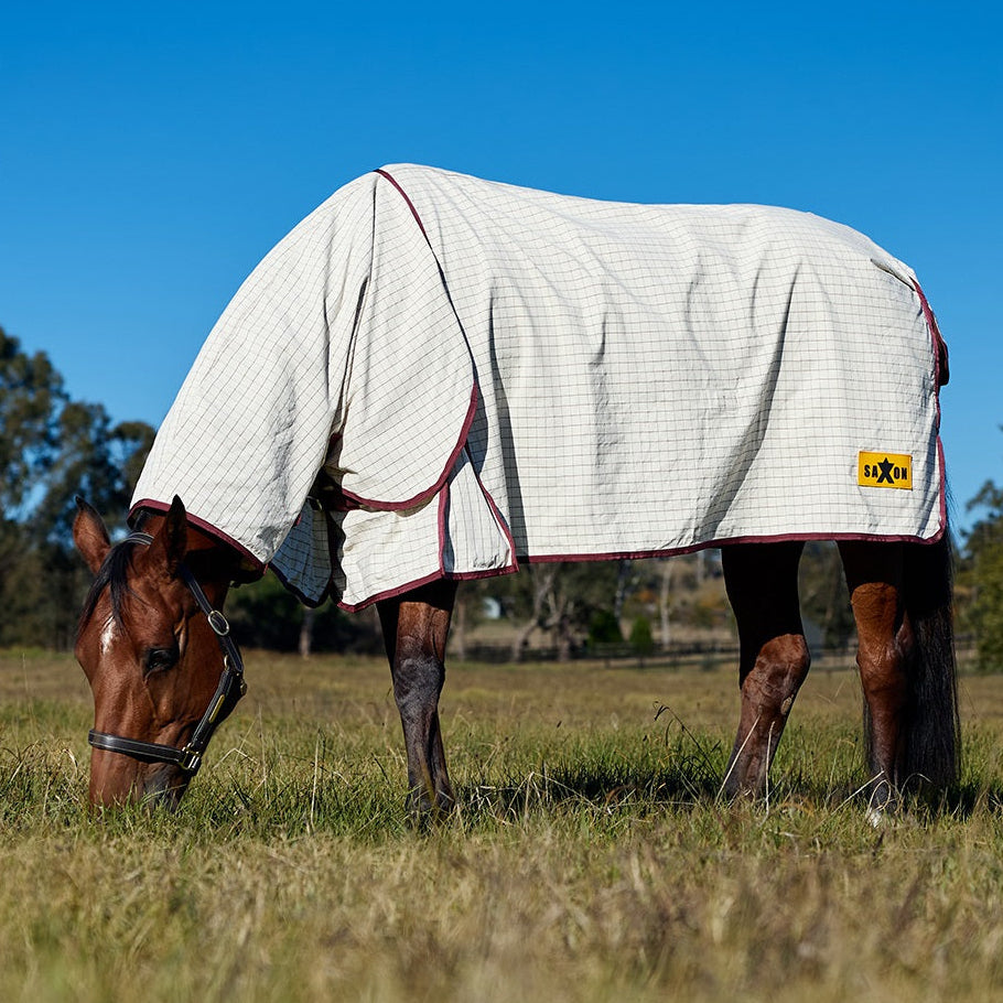 Saxon Kool Coat Cotton Sheet Combo - White Burgundy Grazing