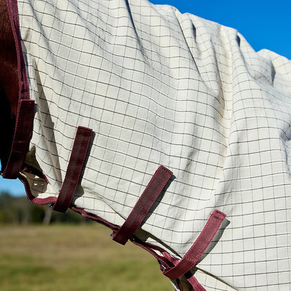 Saxon Kool Coat Cotton Sheet Combo - White Burgundy Neck