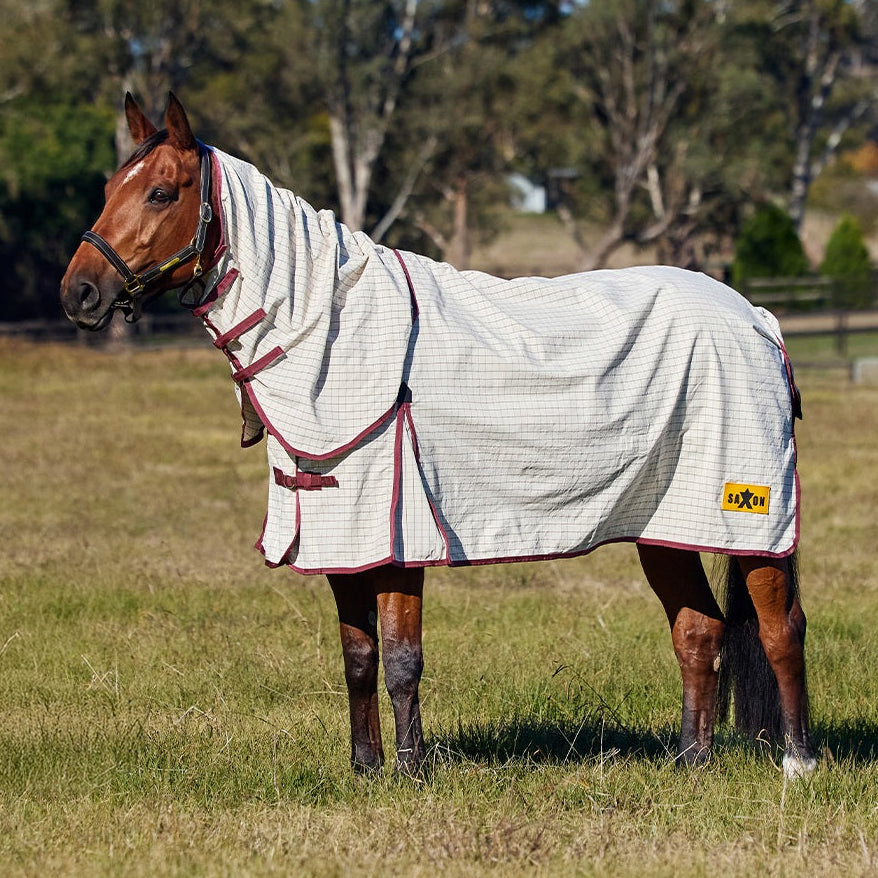 Saxon Kool Coat Cotton Sheet Combo - White Burgundy