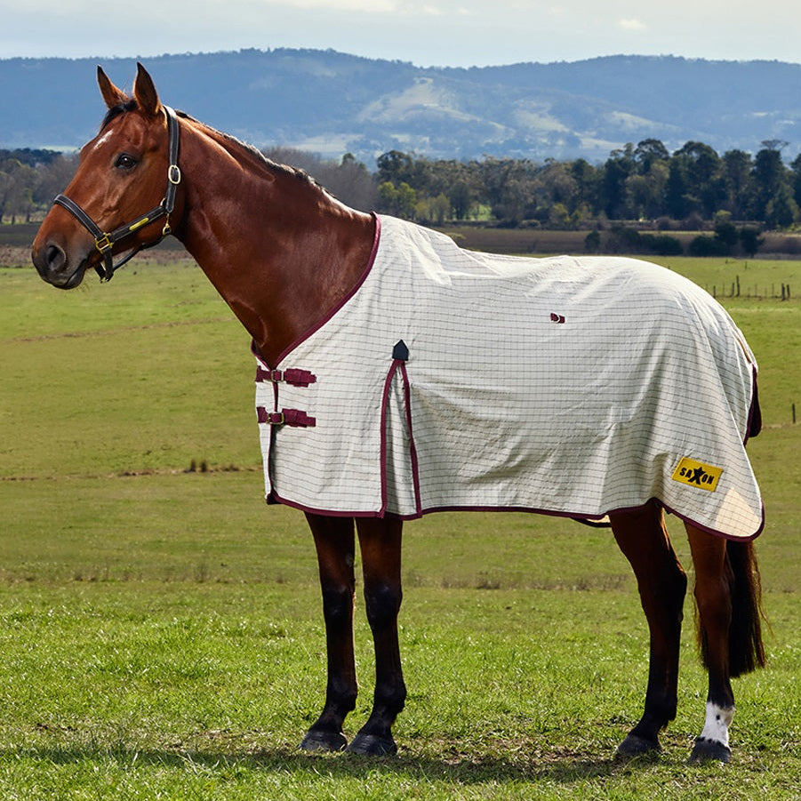 Saxon Kool Coat Cotton Sheet Standard Neck - White Burgundy