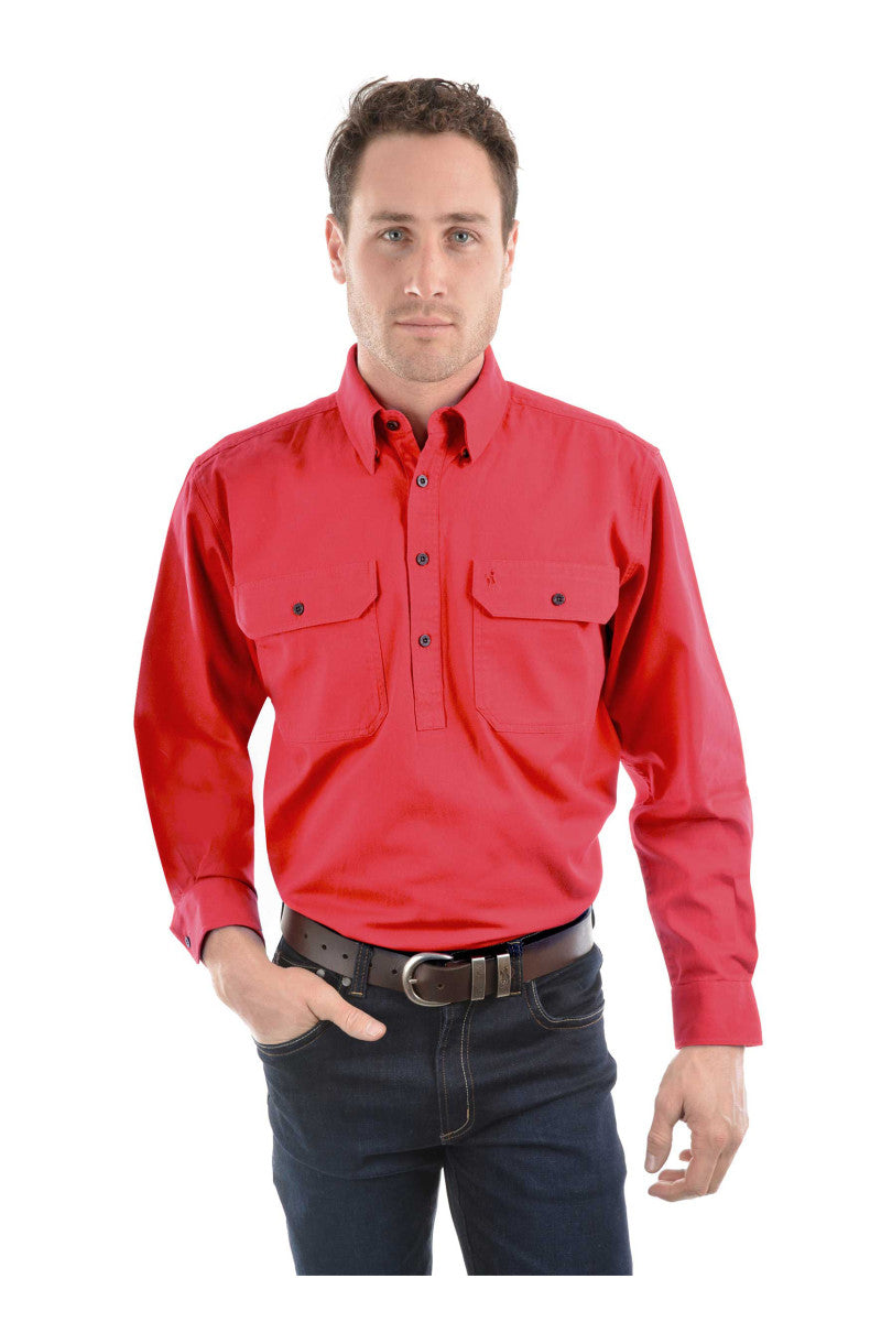Thomas Cook Heavy Drill Shirt Half Placket - Tomato
