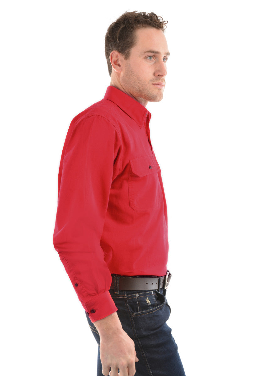 Thomas Cook Heavy Drill Shirt Half Placket - Tomato