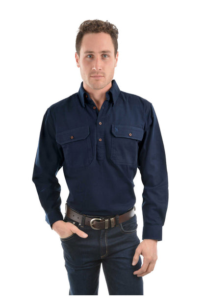 Thomas Cook Heavy Drill Shirt Half Placket - Navy