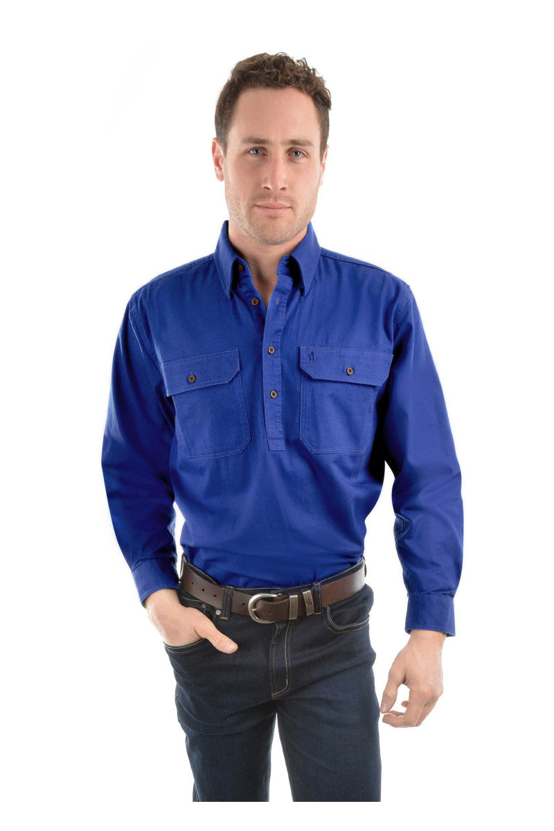 Thomas Cook Heavy Drill Shirt Half Placket - Cobalt