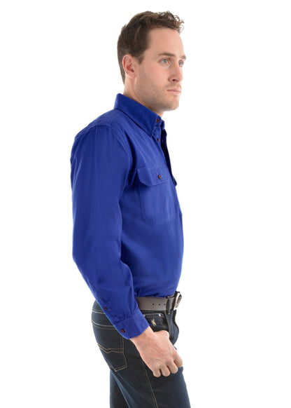Thomas Cook Heavy Drill Shirt Half Placket - Cobalt