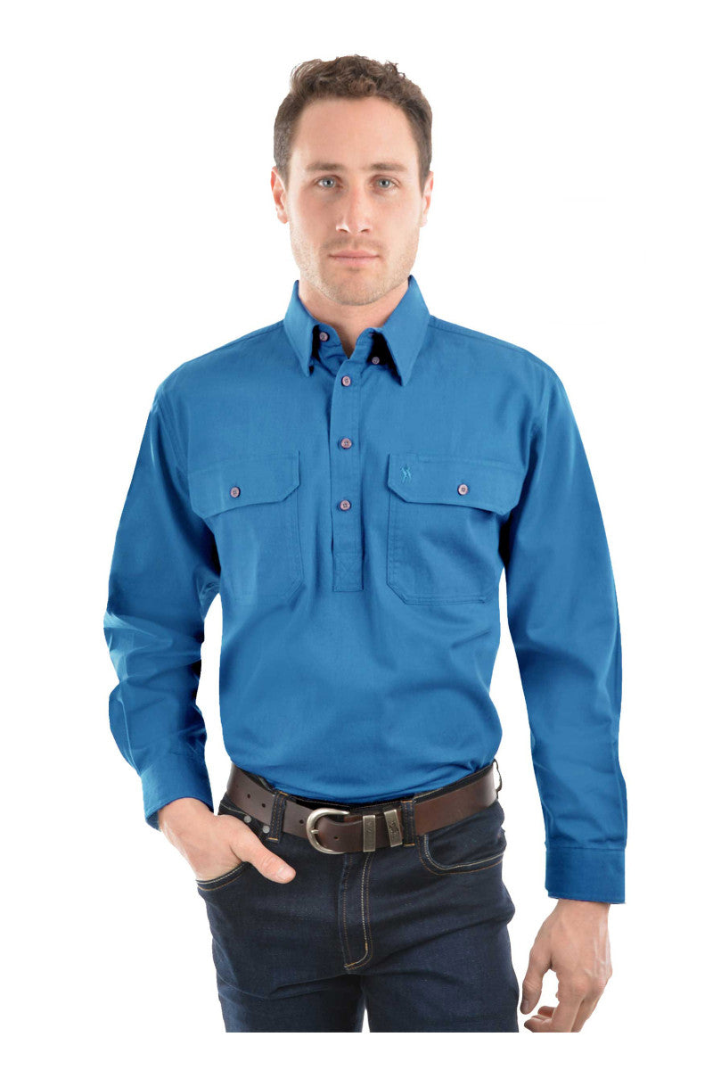 Thomas Cook Heavy Drill Shirt Half Placket - Wedgewood