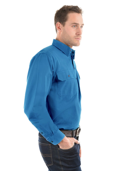 Thomas Cook Heavy Drill Shirt Half Placket - Wedgewood