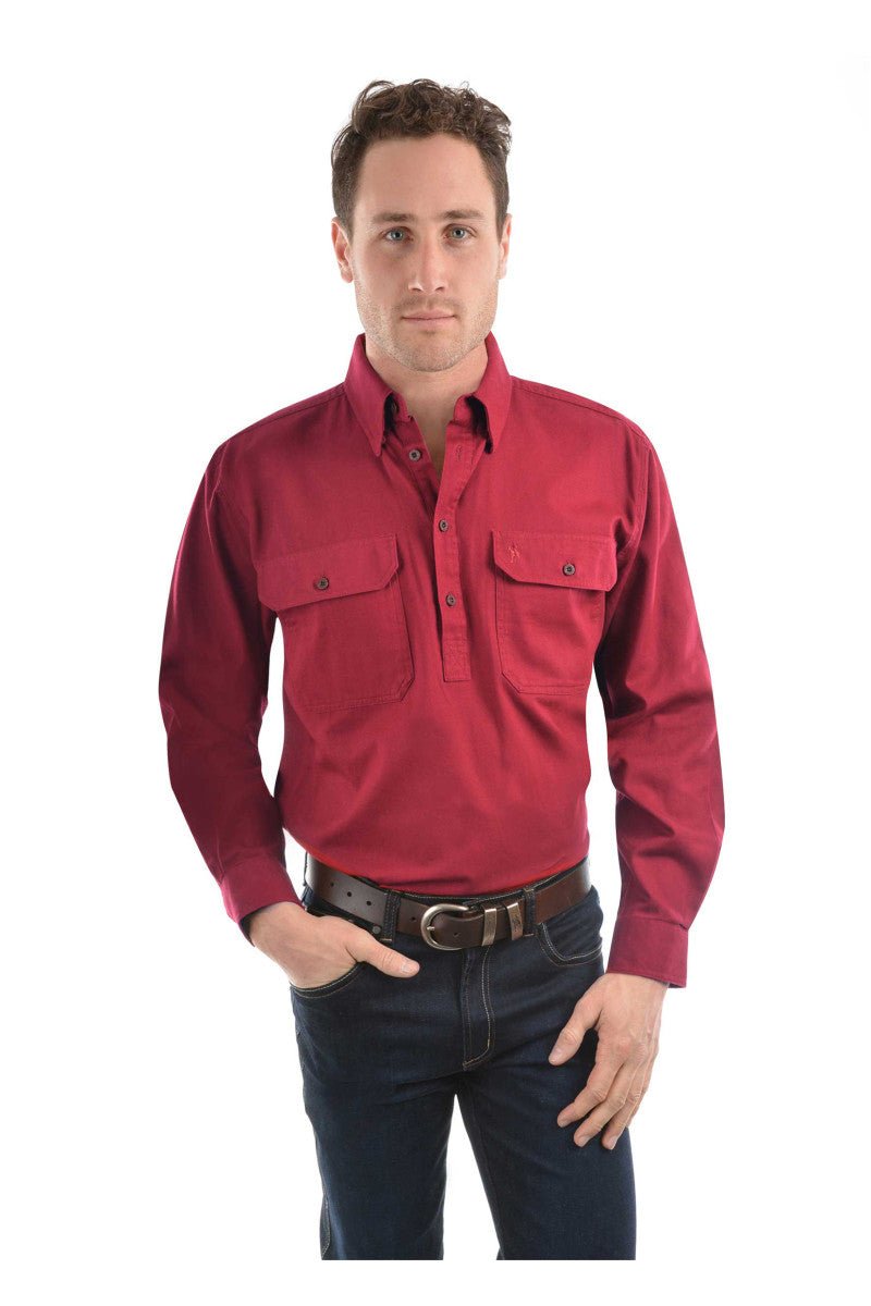Thomas Cook Heavy Drill Shirt Half Placket - Red