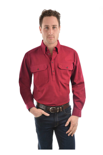 Thomas Cook Heavy Drill Shirt Half Placket - Red