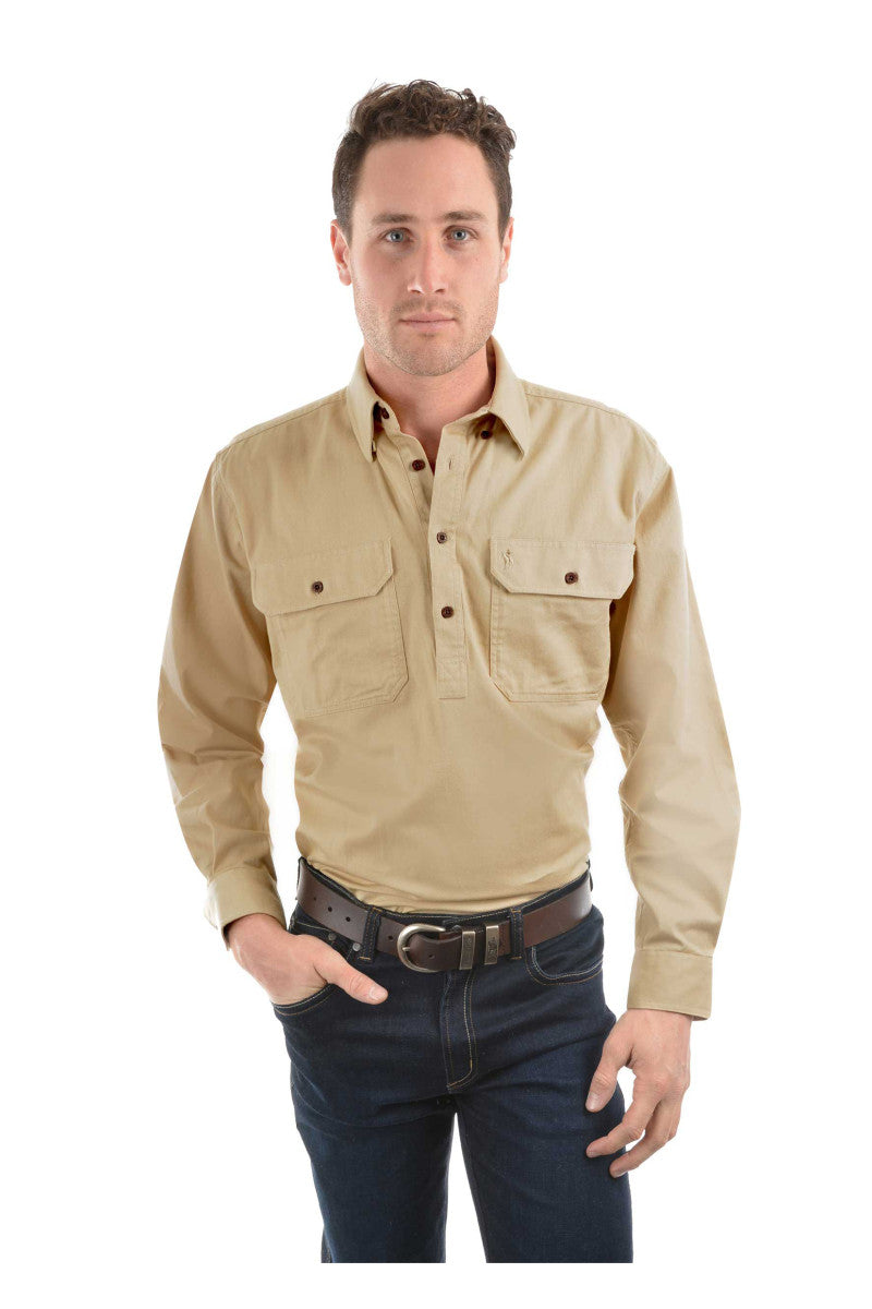 Thomas Cook Heavy Drill Shirt Half Placket - Bone