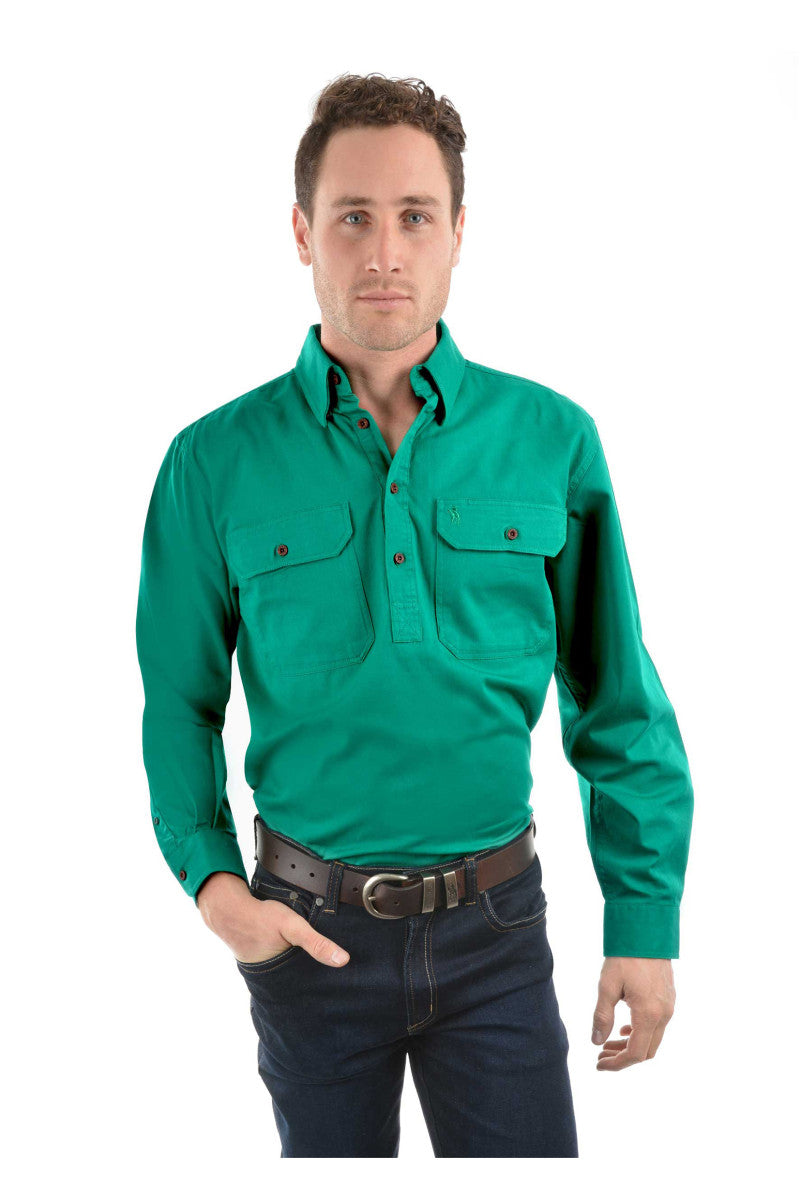 Thomas Cook Heavy Drill Shirt Half Placket - Bright Green