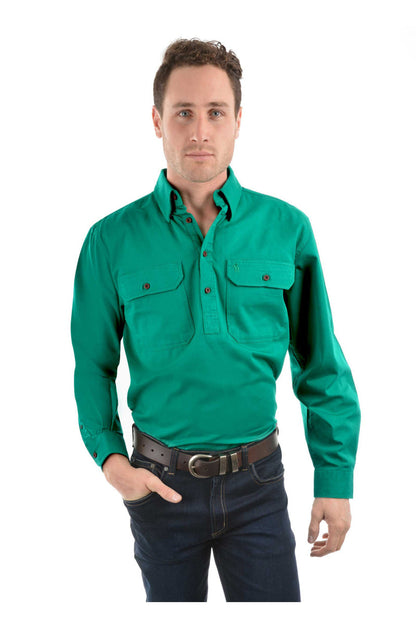 Thomas Cook Heavy Drill Shirt Half Placket - Bright Green
