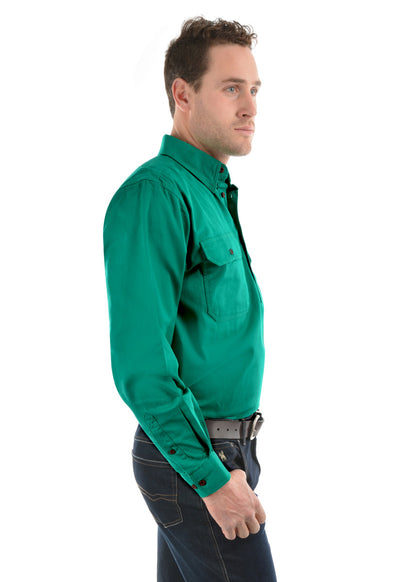 Thomas Cook Heavy Drill Shirt Half Placket - Bright Green