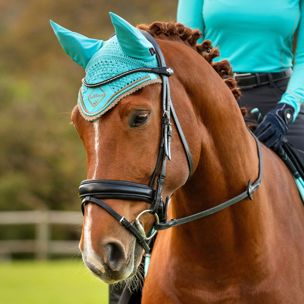 LeMieux Classic Fly Hood Azure lifestyle