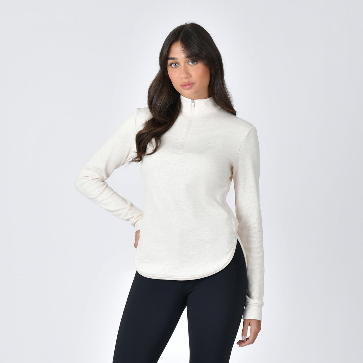 London Layer Long Sleeve Top - Light Cream Marle front