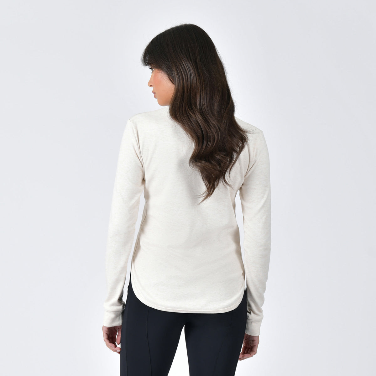 London Layer Long Sleeve Top - Light Cream Marle back