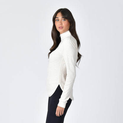 London Layer Long Sleeve Top - Light Cream Marle side