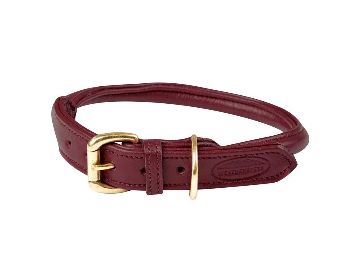 Weatherbeeta Rolled Leather Dog Collar - Maroon