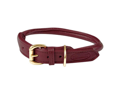 Weatherbeeta Rolled Leather Dog Collar - Maroon